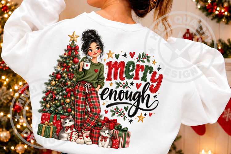 Merry Enough Christmas Girl PNG example image 1