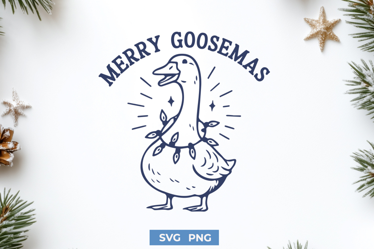 Merry Goosemas SVG | Funny Christmas Goose PNG Print Clipart