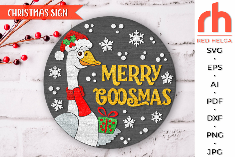 Xmas Goose Door Sign SVG, Christmas Hanger Cut File