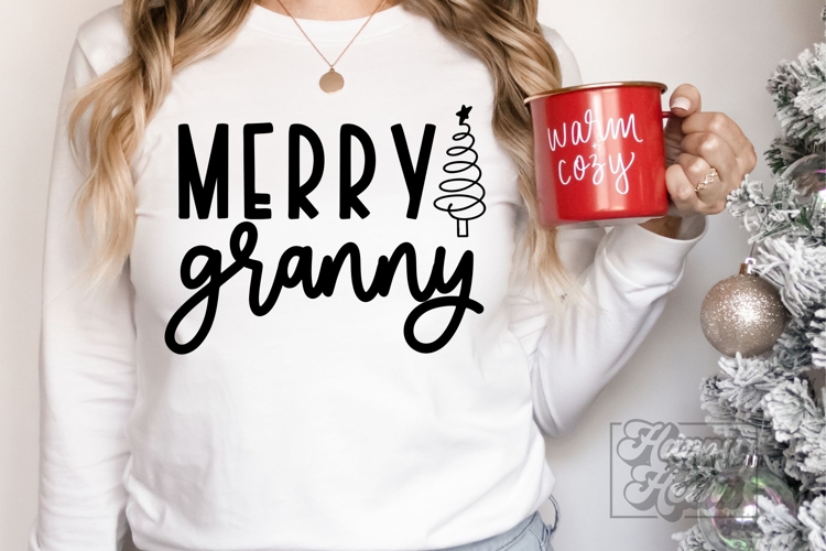 Merry Granny SVG - Holiday Christmas Sweater Granny Claus