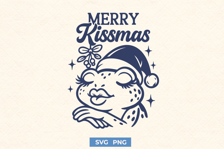 Merry Kissmas SVG PNG | Cute Funny Frog Christmas Cut File
