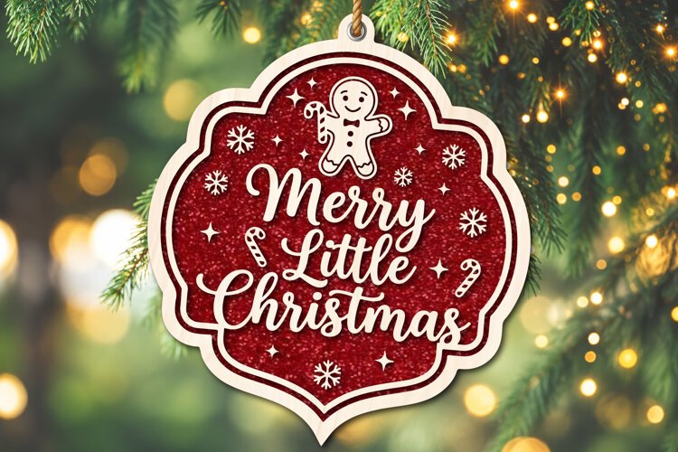 Merry Little Christmas Ornament SVG example image 1