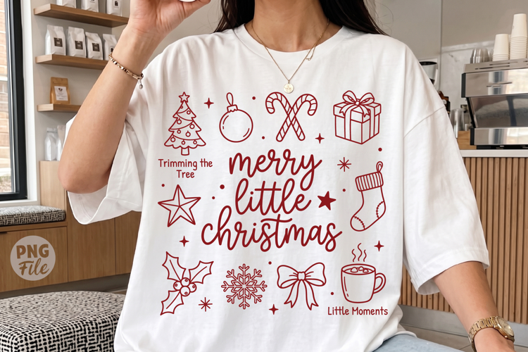 Merry Little Christmas PNG,Retro Holiday Doodle Shirt