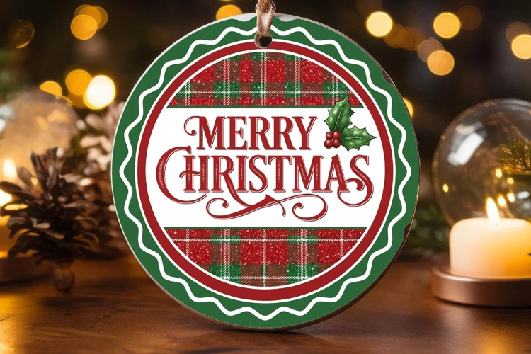 Merry Merry Merry Christmas Pink Ornament example image 1