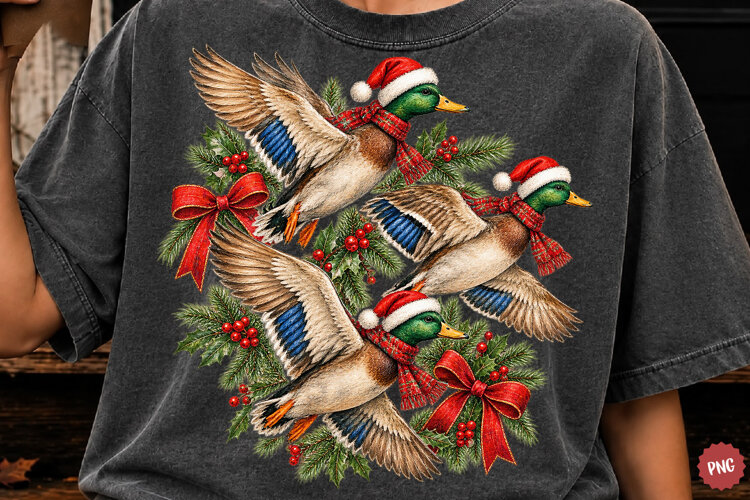 Merry Christmas PNG, Christmas Duck Coquette Design example image 1