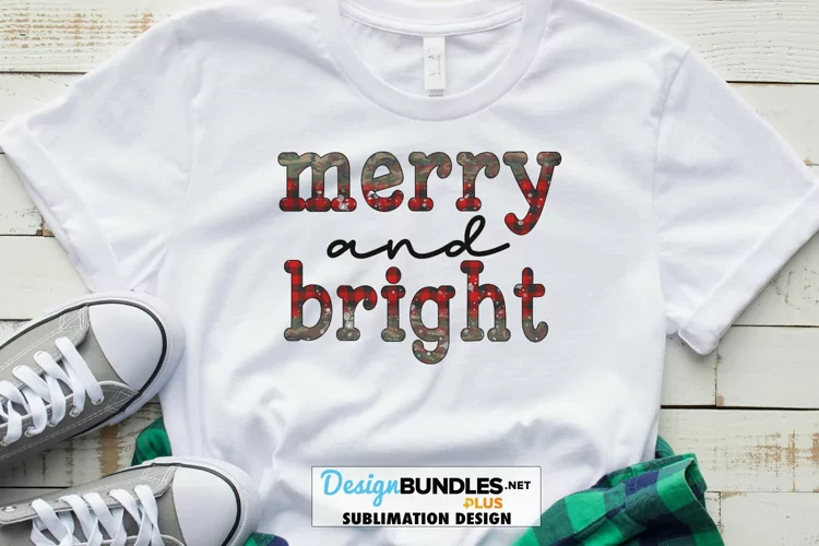 Christmas Sublimation | Merry and Bright Plaid Camo PNG