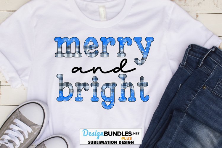 Christmas Sublimation | Merry and Bright Plaid Polk Dot PNG example image 1