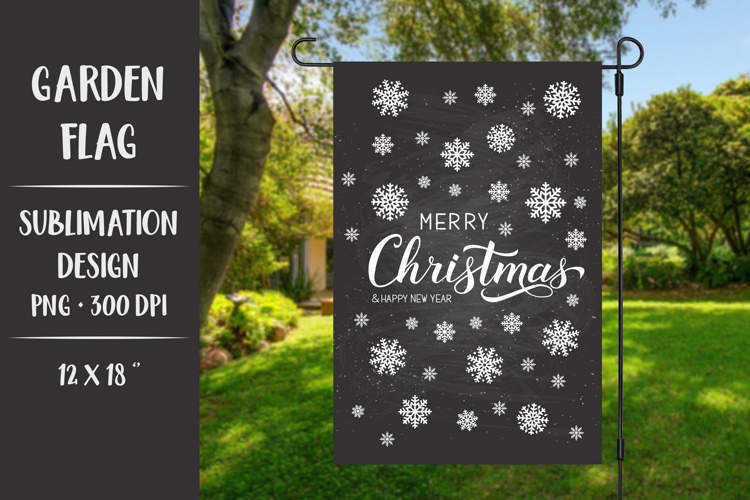 Chalkboard Christmas garden flag sublimation design