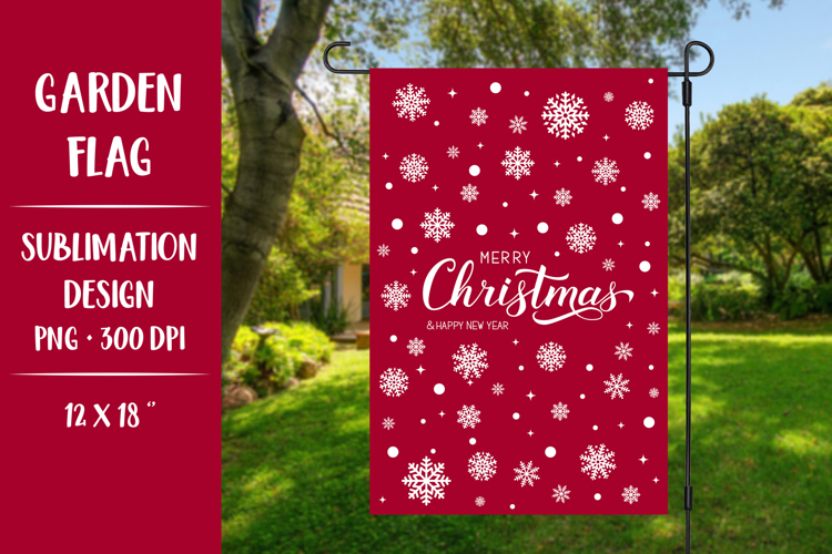Red Christmas garden flag sublimation design. Printable PNG