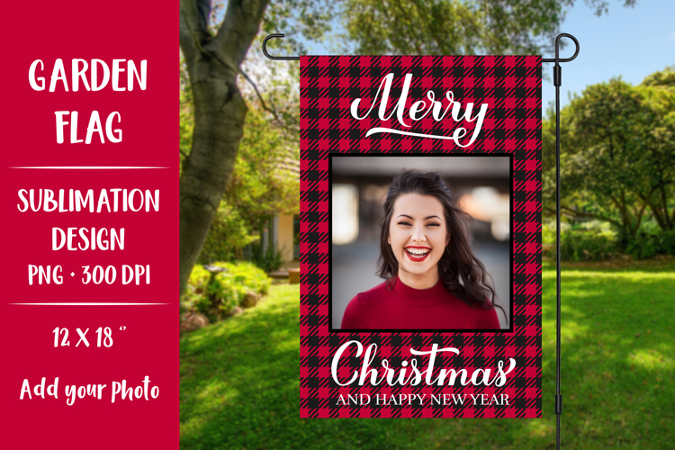 Christmas photo frame garden flag sublimation design 02