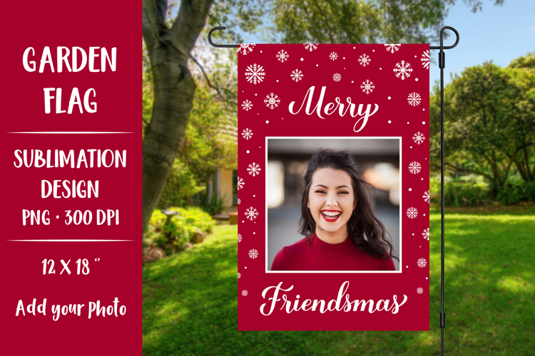 Funny Christmas photo frame garden flag sublimation design