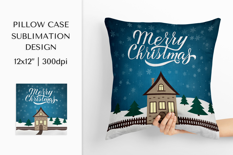 Christmas Pillow Case Sublimation Design. Winter Pillow 01