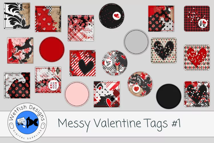Messy Valentine Tags1