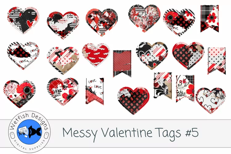 Messy Valentine Tags 5-
