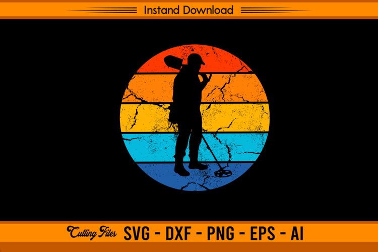 Vintage Sunset Metal Detecting Detectorist SVG Design