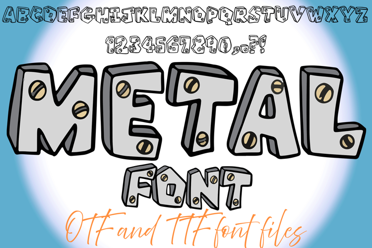Metal Steel Typeface Lettering ABC Text Font Screw OTF