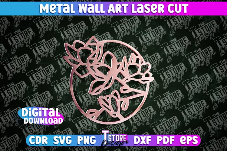 Metal Wall Art Laser Cut | Metal Flowers Laser Cut Design example image 1