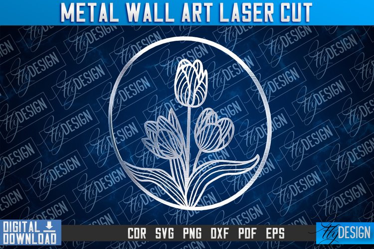 Metal Wall Art Laser Cut | Metal Flowers Laser Cut Design example image 1