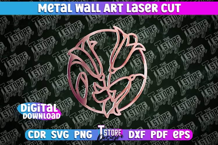 Metal Wall Art Laser Cut | Metal Flowers Laser Cut Design example image 1