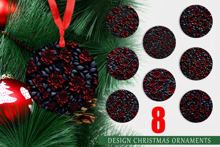 Christmas Ornaments Metallic Color Flowers