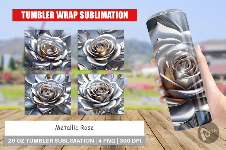 Tumbler Wrap Metallic Rose