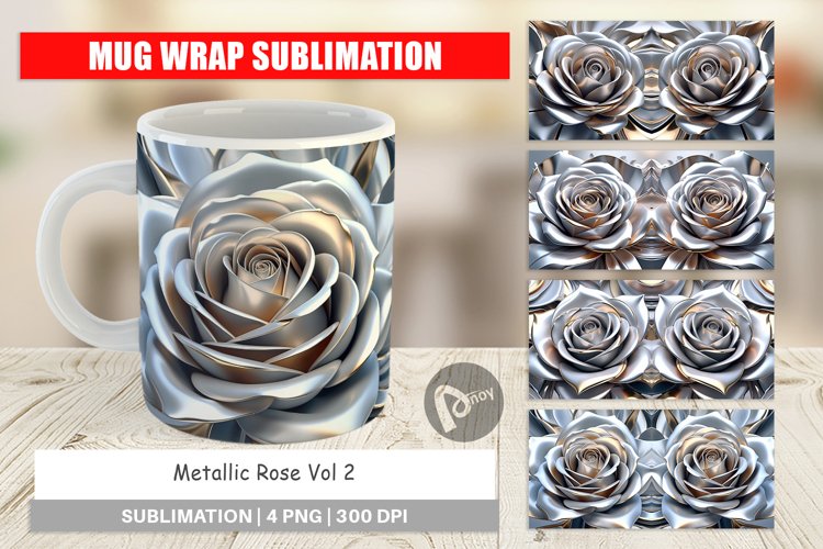 Mug Wrap Design Metallic Rose