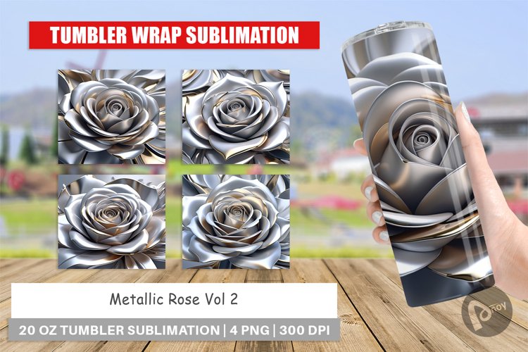 Tumbler Wrap Metallic Rose