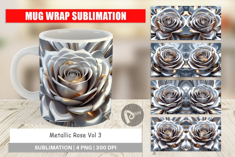 Mug Wrap Design Metallic Rose