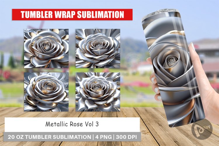Tumbler Wrap Metallic Rose