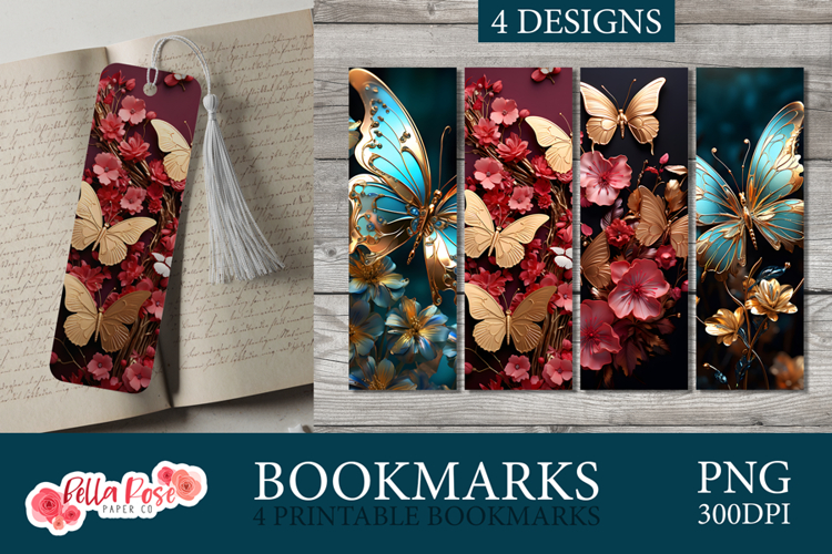 Metallic Butterflies | Animals | Printable Bookmarks
