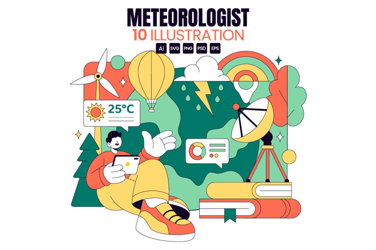 10 Meteorologist Vector Illustration