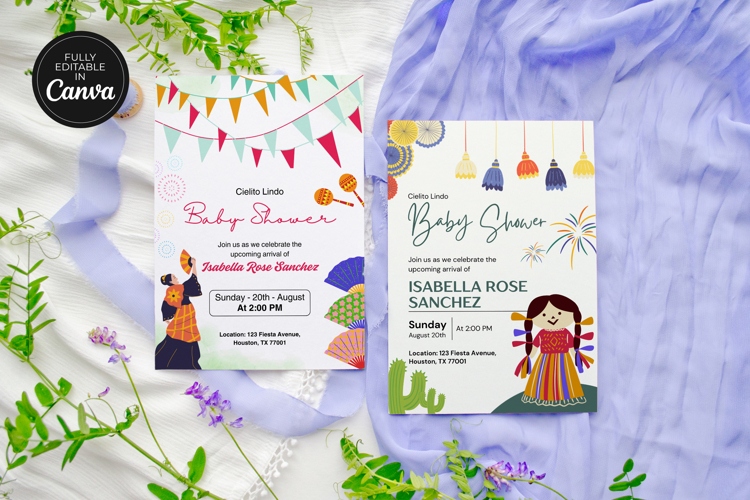 Mexican Baby Shower Invitation Canva Template