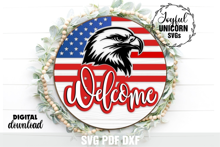 American Eagle Welcome Sign SVG | Patriotic Laser Cut File