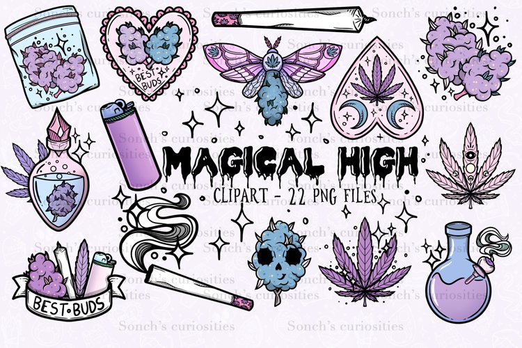 Pastel Magical high Cannabis / weed PNG clipartt pack, 22 (1815684
