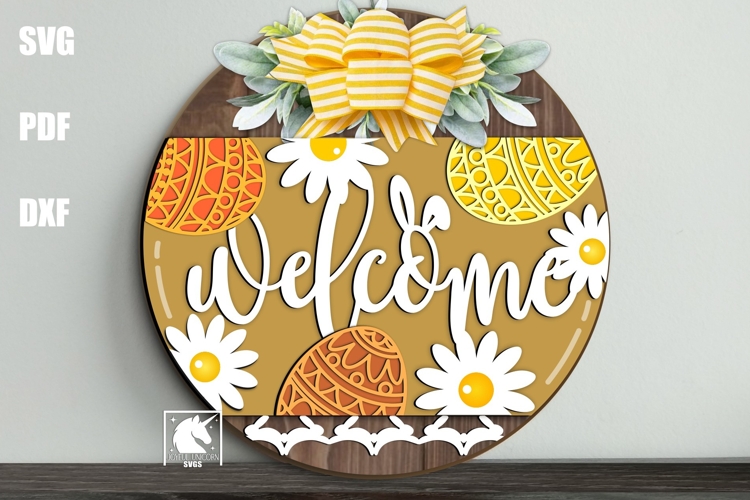 Easter Eggs Welcome Sign SVG | Easter Floral Sign SVG