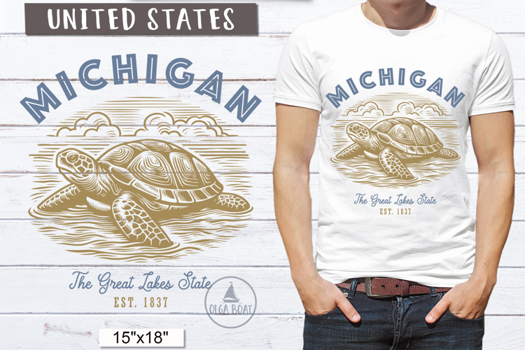 Michigan PNG | Vintage United States Sublimation Design