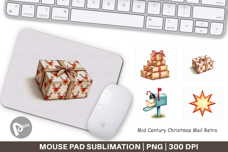 Mid-Century Christmas Mail Mouse Pad