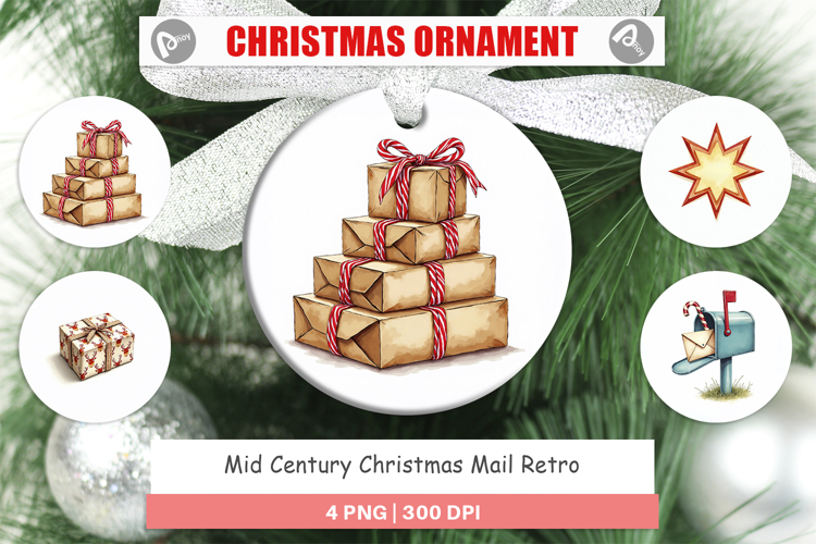 Mid-Century Christmas Mail Ornament