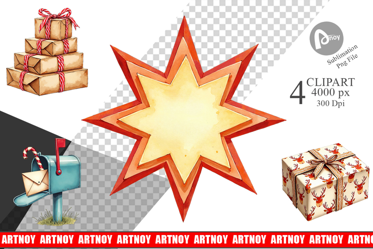 Mid-Century Christmas Mail Clipart