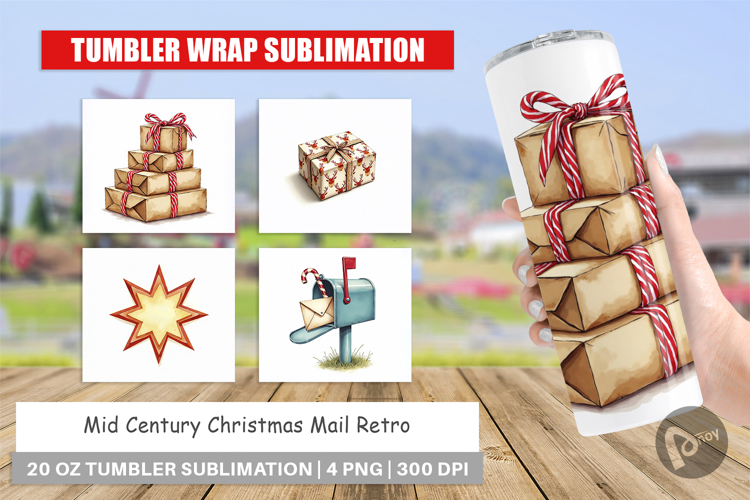 Mid-Century Christmas Mail Tumbler