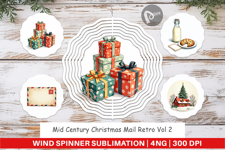 Mid-Century Christmas Mail Wind Spinner