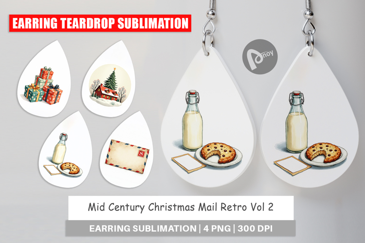 Mid-Century Christmas Mail Earring