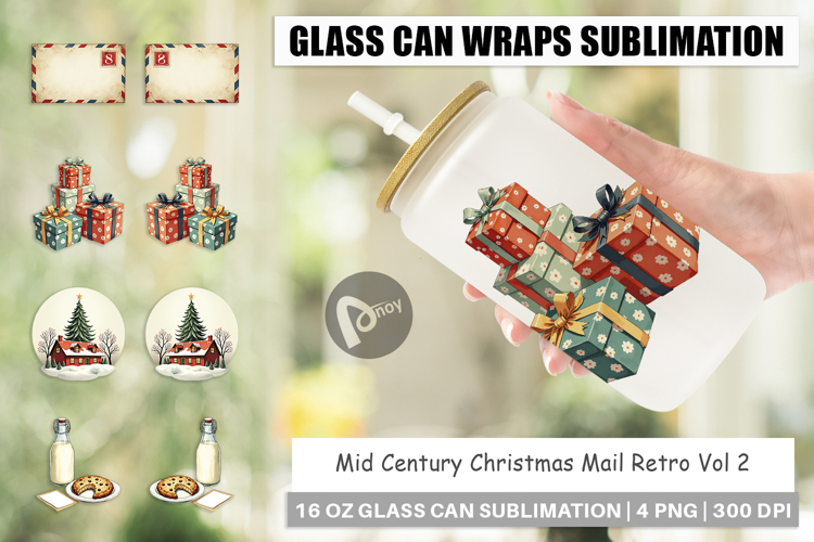 Mid-Century Christmas Mail Glass Can