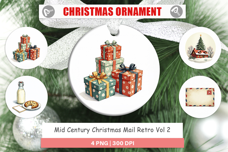 Mid-Century Christmas Mail Ornament