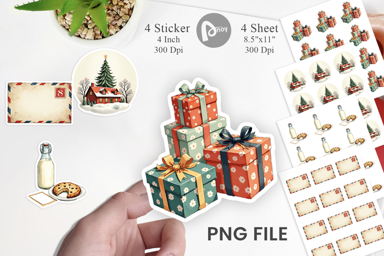 Mid-Century Christmas Mail Sticker