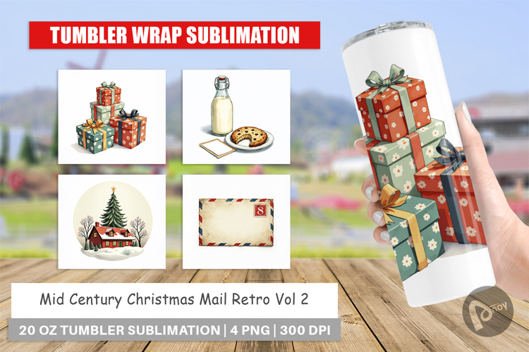 Mid-Century Christmas Mail Tumbler