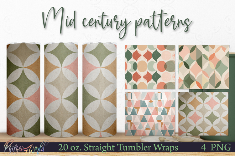 Retro Tumbler Wraps | Mid Century geometric | abstract boho