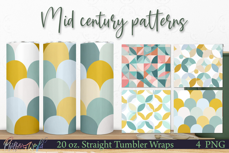 Retro Tumbler Wraps | Mid Century geometric | arches