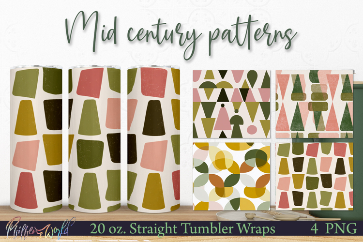 Retro Tumbler Wraps | Mid Century geometric | shapes