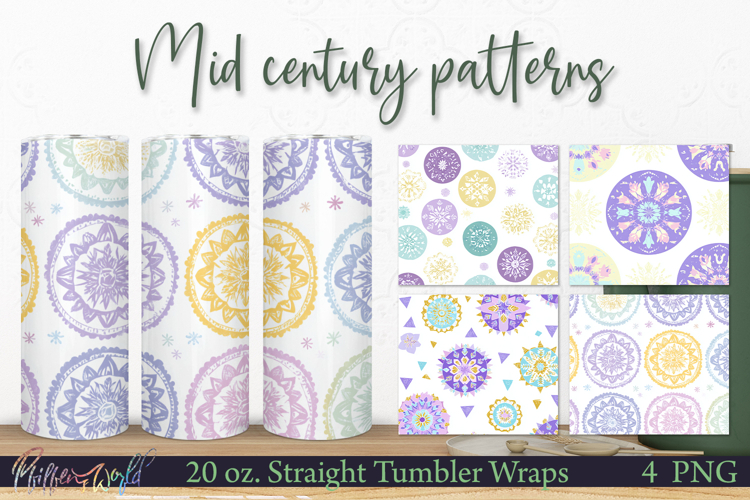 Retro Tumbler Wraps | Mid Century | Lilac Geometric